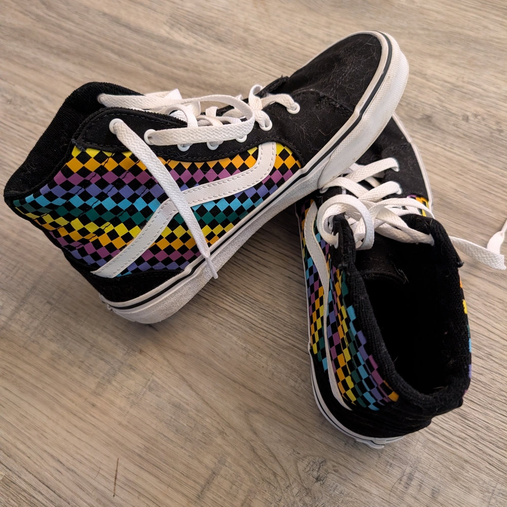 💐Youth Vans High-Top Sneakers with Multicolor Checkered Pattern
